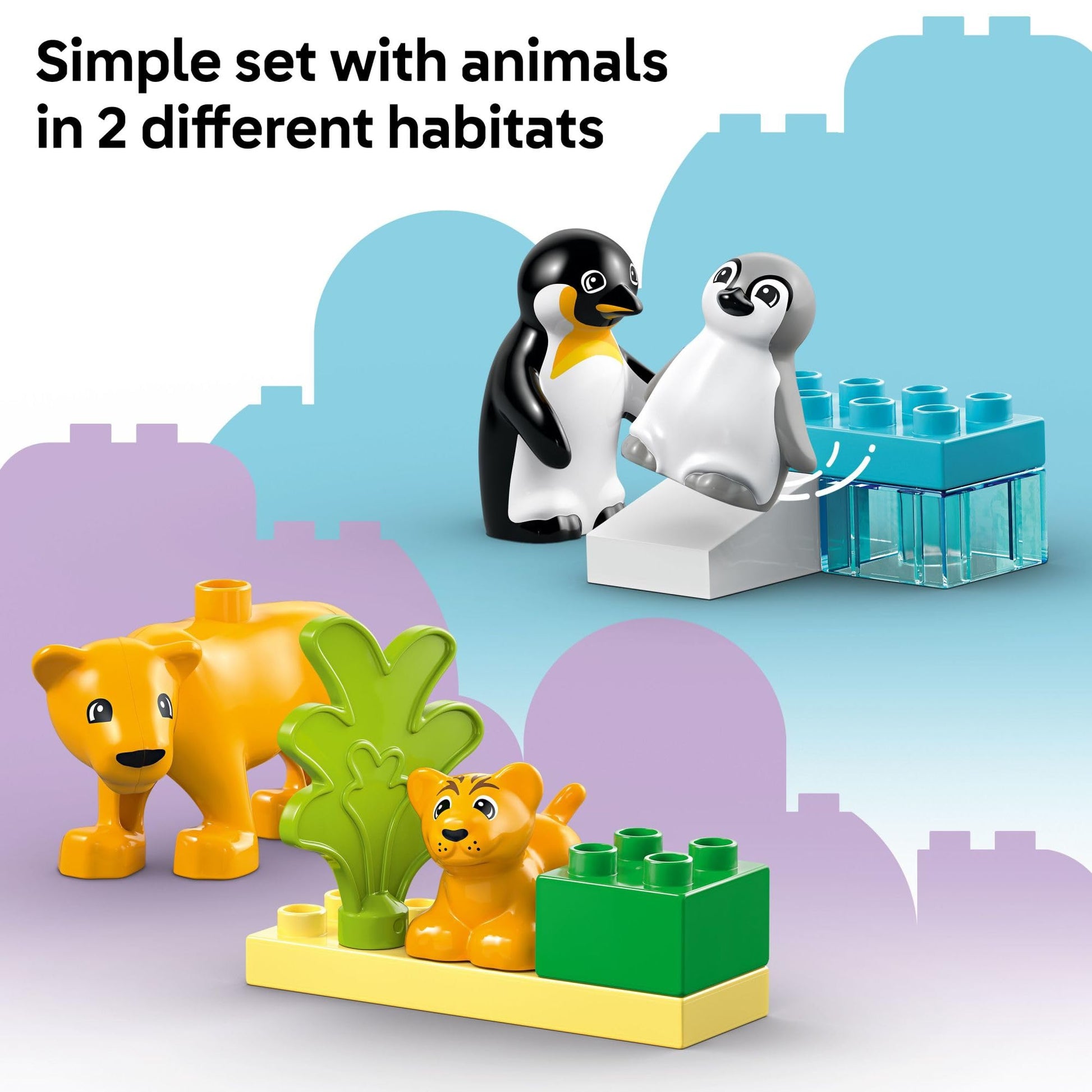 LEGO DUPLO Town Wild Animal Families Penguins & Lions Building Toy Playset - Preschool Learning & Educational Animal Toy for Toddlers, Boys and Girls