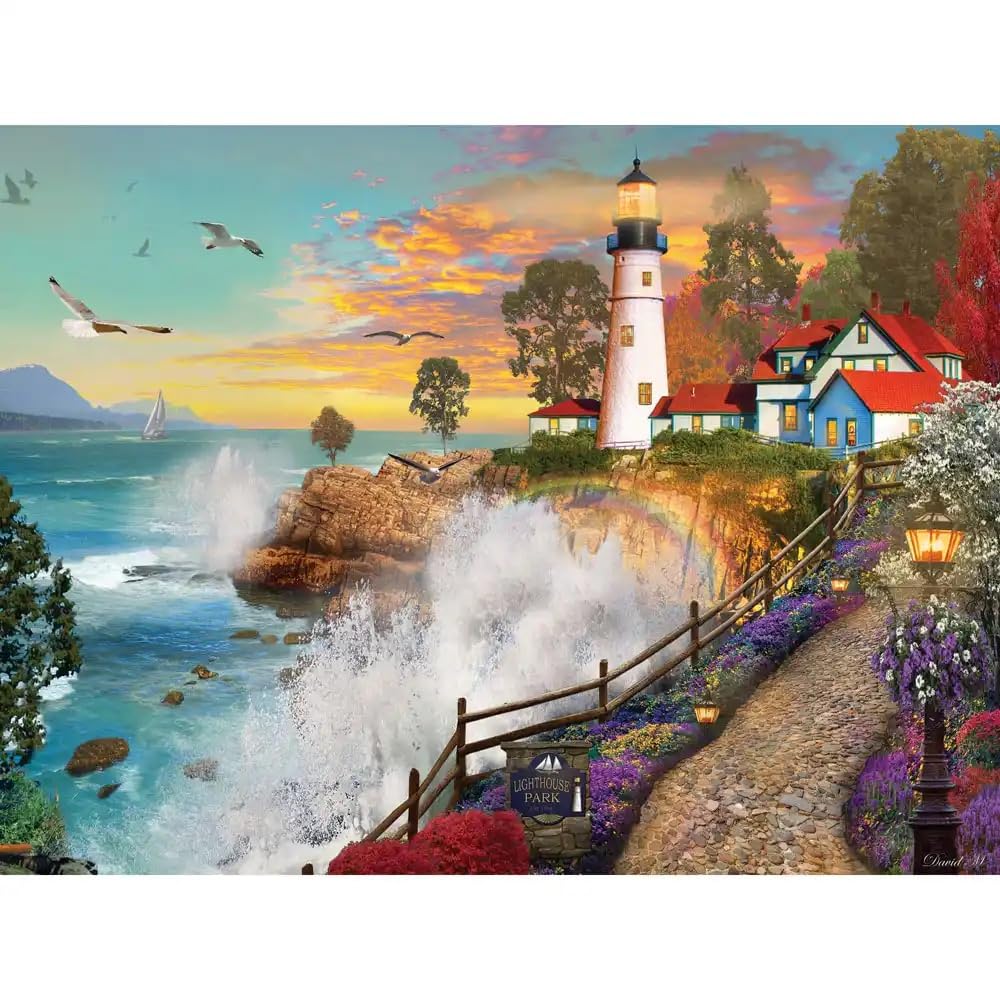 Bits and Pieces - 300 Piece Jigsaw Puzzle for Adults - Lighthouse Park - Jigsaw Puzzle by Artist David Maclean, Completed Puzzle Size: 18" x 24"