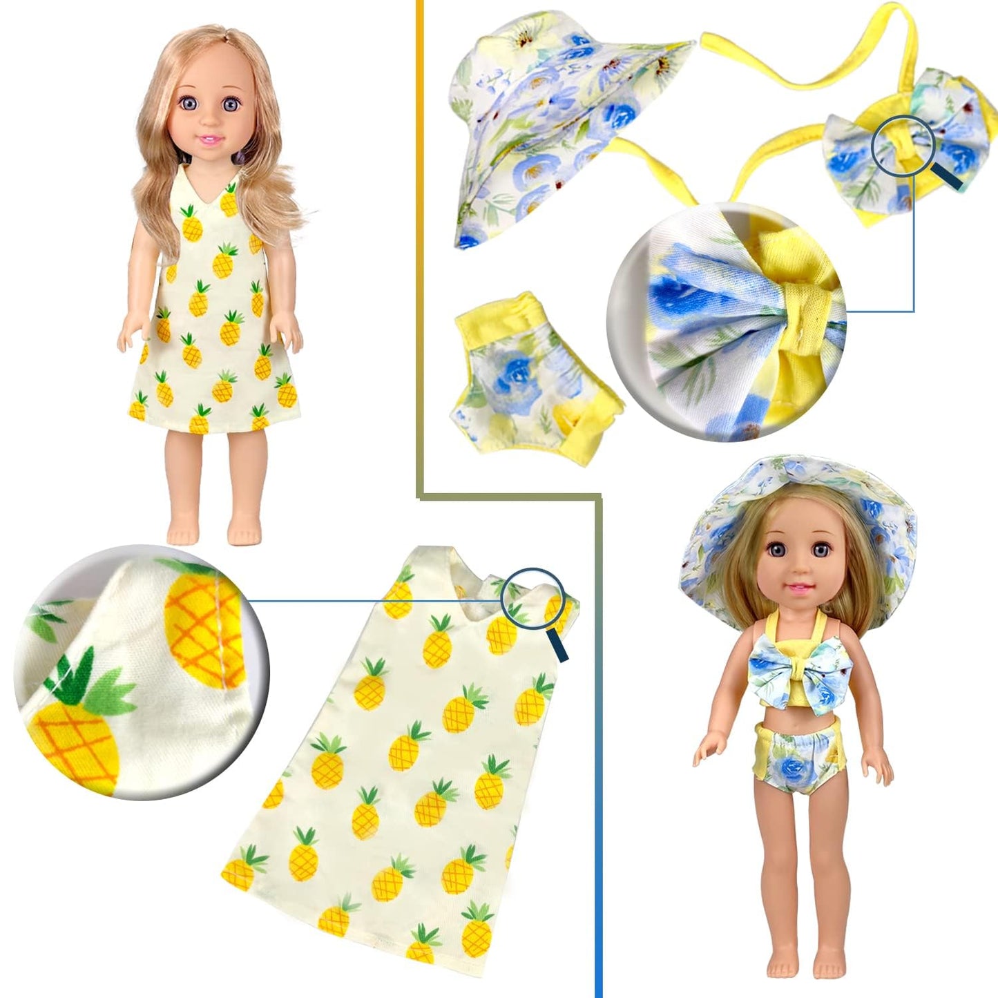 WONDOLL 10-Sets Doll-Clothes for American-14-inch-Dolls - Compatible with 14.5-inch-Dolls Handmade Clothes and Outfits Accessories Christmas Birthday