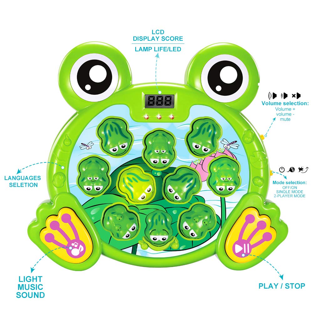 YEEBAY Whack A Frog Game with 2 Hammers, Toddler Early Developmental Learning Toy, Fun Birthday Gift for Kids Age 2+, Toys for 2 3 4 Year Old Boys
