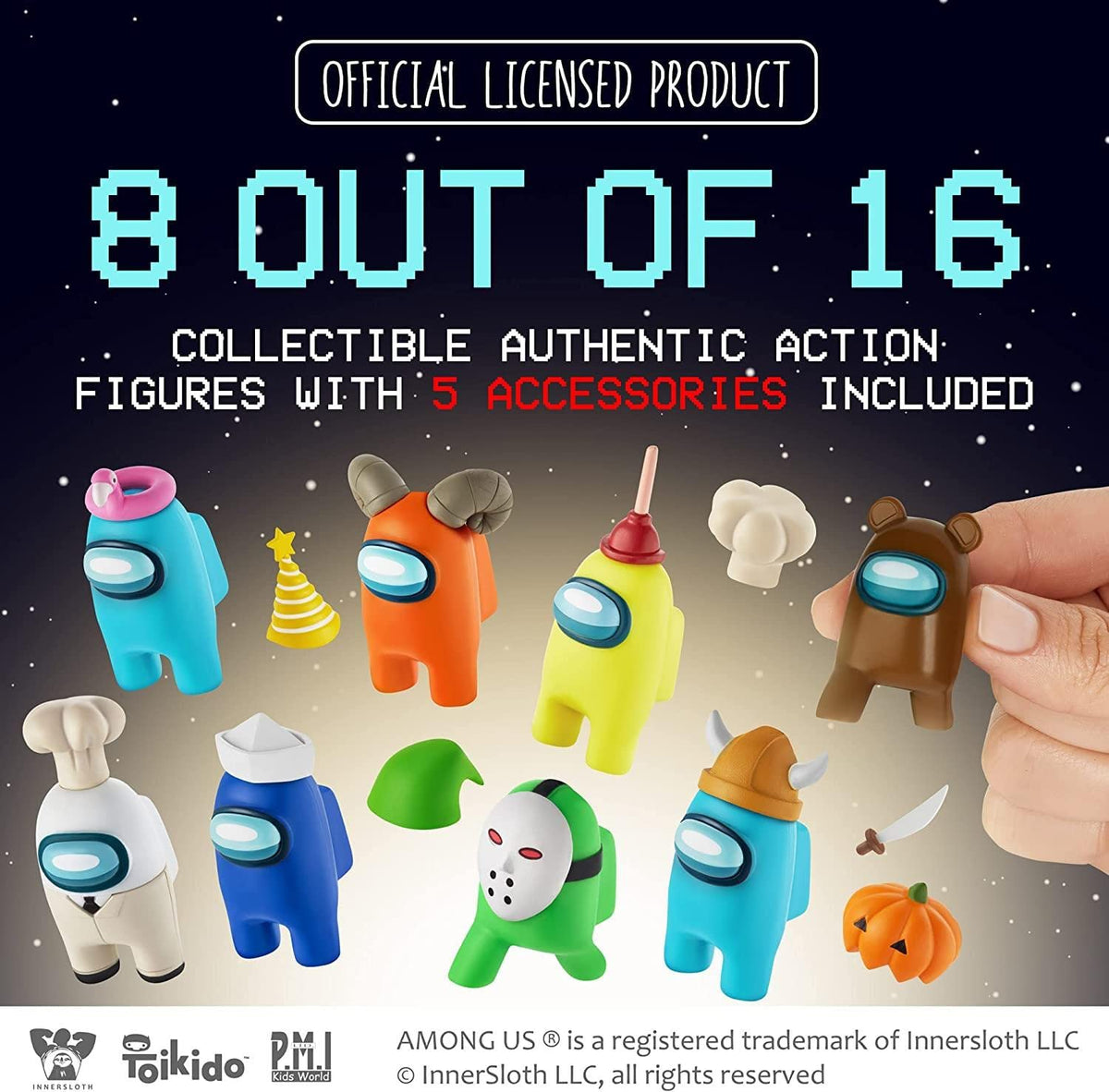 Crewmate Figures | 8 Collectibles in 1 Box | Merch Incl. The Peeled and The Clogged | 2 Hidden Impostors | Mini Toys with 5 Add’l Hats