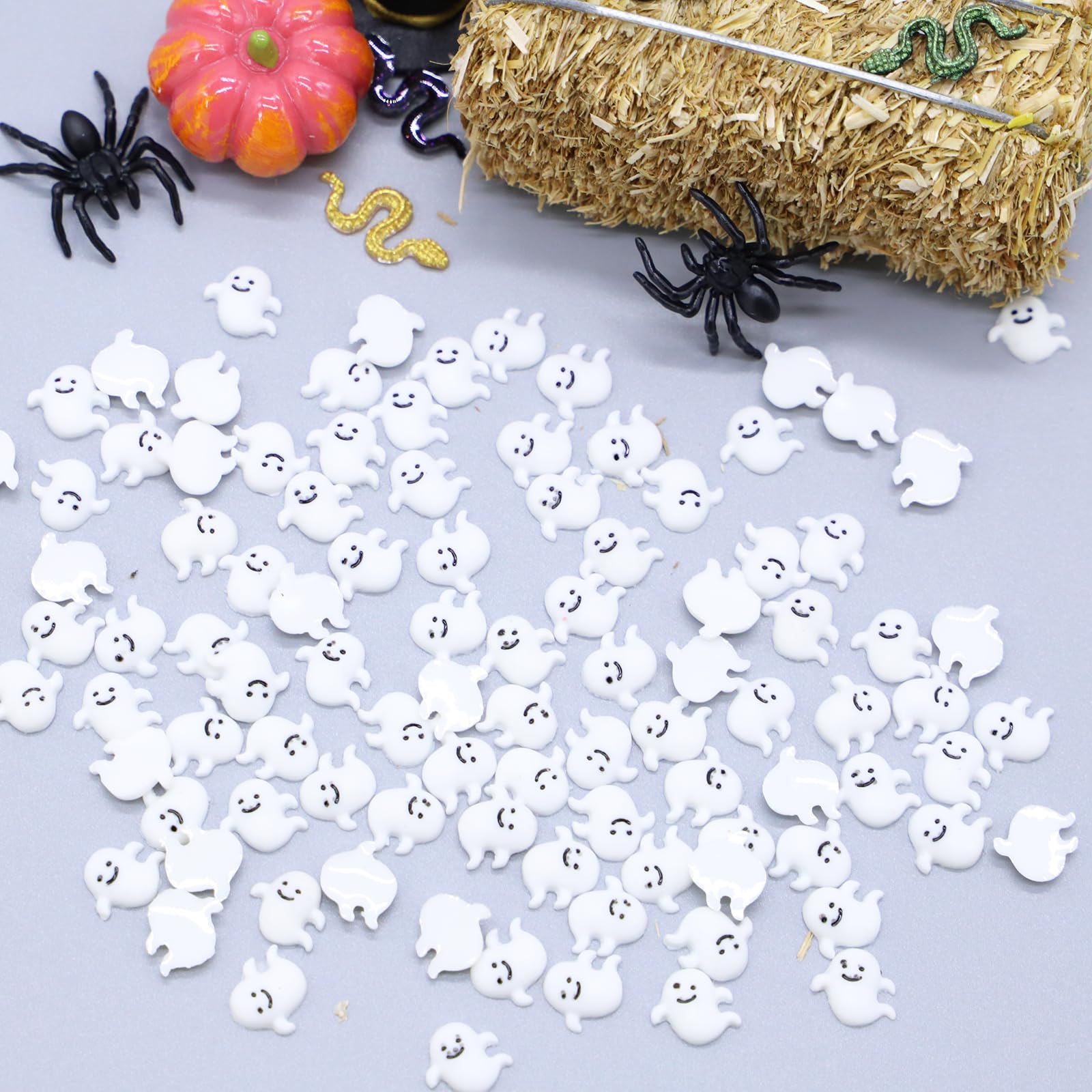 Aorvoras Miniature Ghost, Adorable Glow-in-the-Dark Micro Ghosts Set of 50 - Tiny Resin Ghost, Dollhouse Miniature Ghosts for Crafts and Accessories