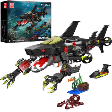 Mould King 10183 Shark Building Set - 1031 PCS Movable Ocean Animal, Realistic Shark Model Kit for Adults and Kids Who Love Animal Building Toys