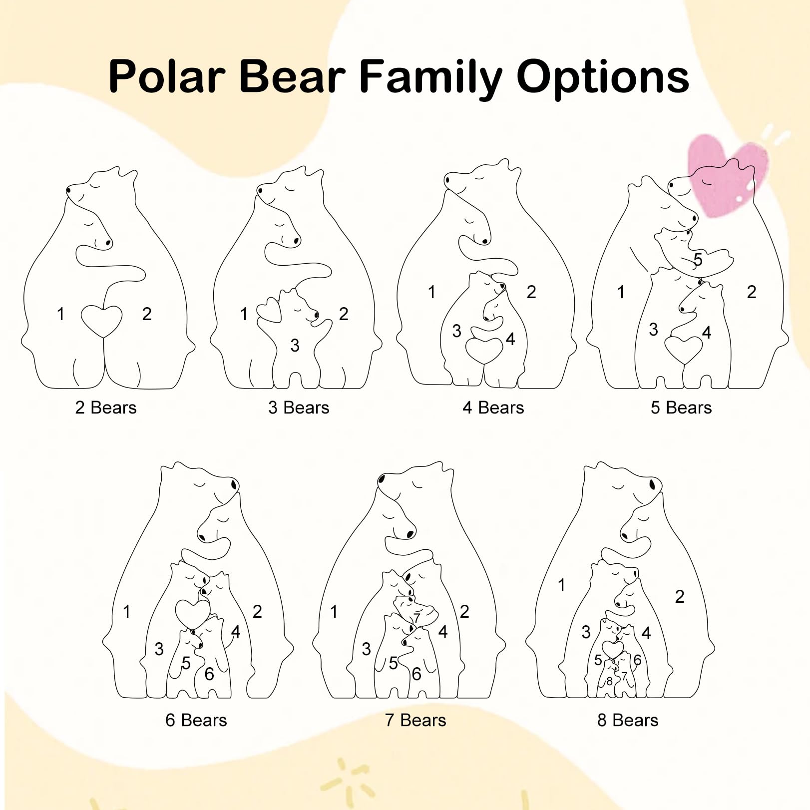 Personalized Wooden Bear Puzzle Family Name Sculpture Wooden Decor Gift