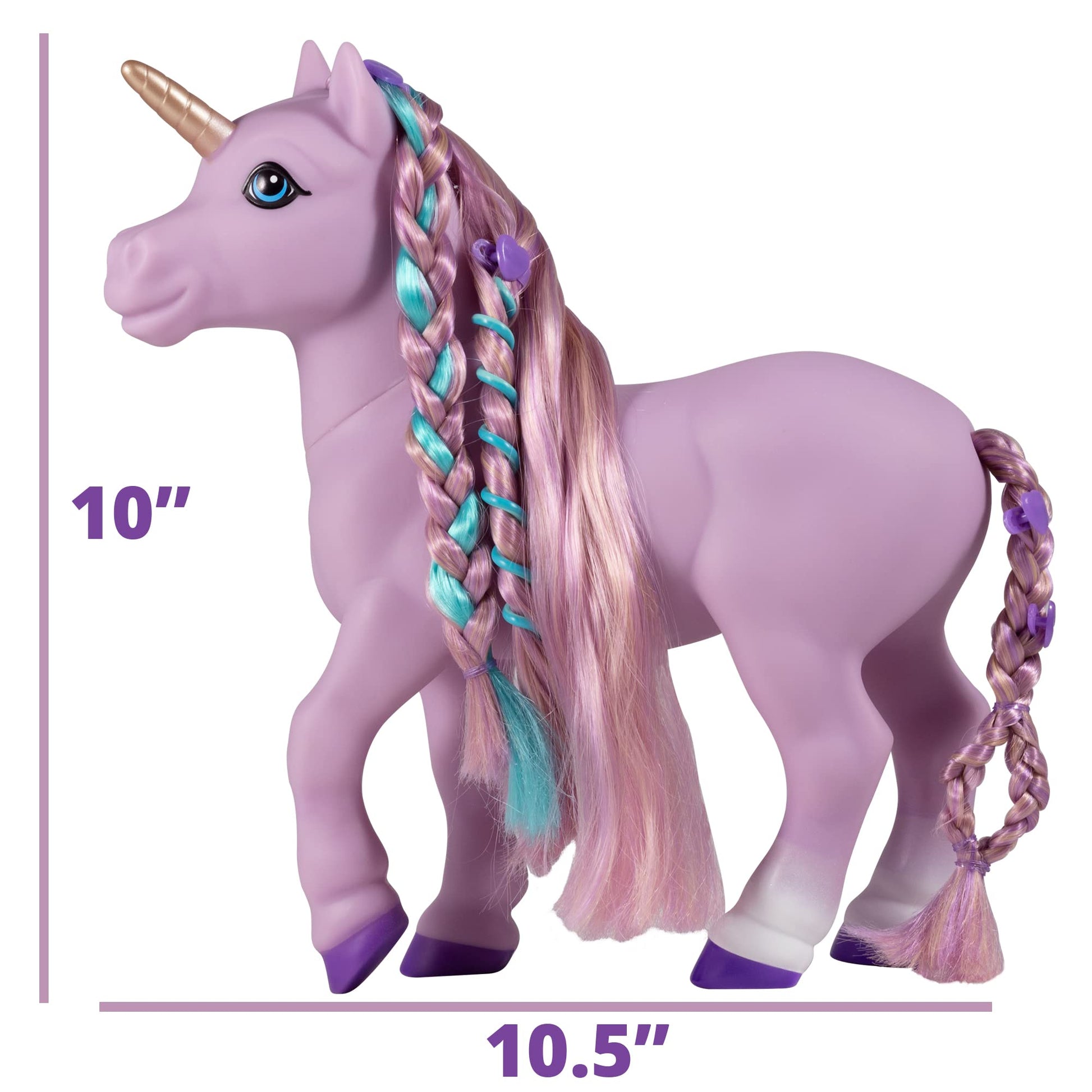 Breyer Horses Mane Beauty Styling Unicorn | Iris | Purple Extra-Long Silky No Tangle Mane | 10" x 3.5" x 10.5" | 7 Accessories, 30 Hair Bands, and 22