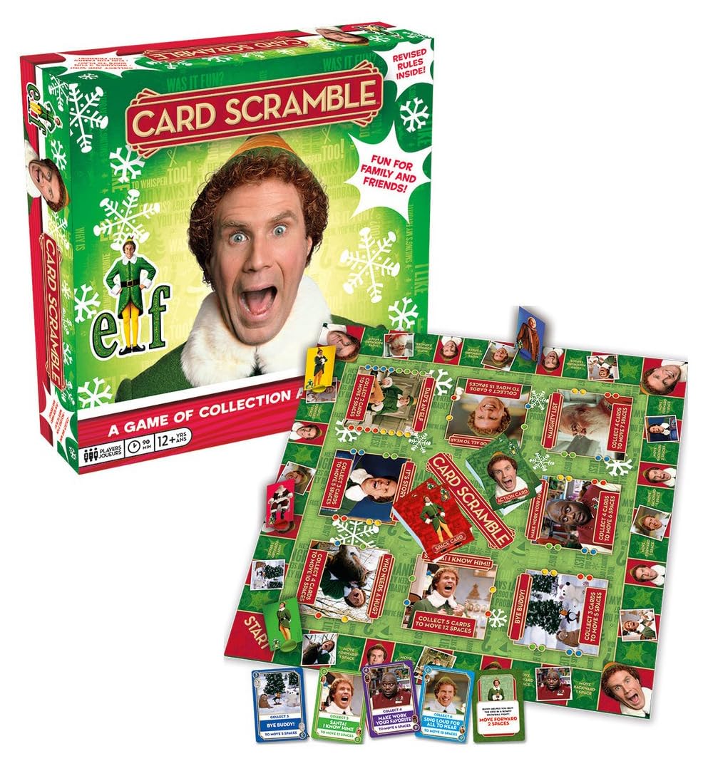AQUARIUS Elf Card Scramble Board Game - Fun Family Christmas Party Game for Kids, Teens & Adults - Entertaining Game Night Gift - Officially Licensed