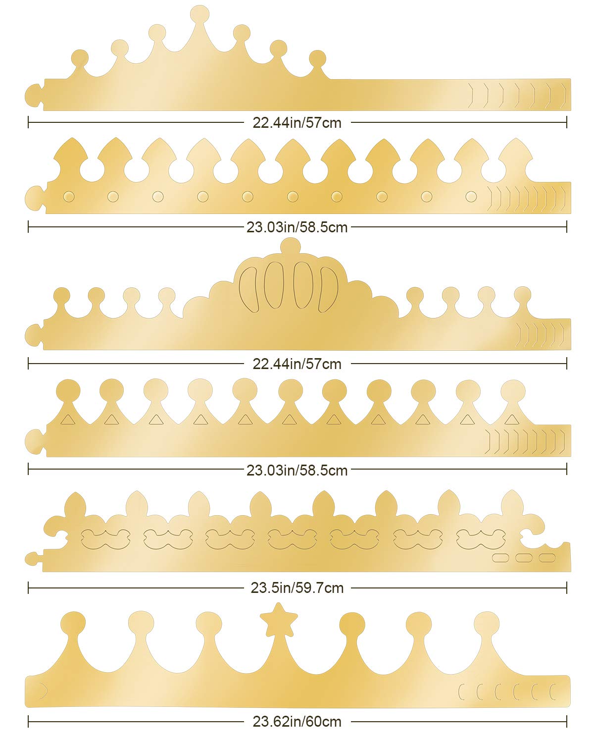 30Pcs Gold Birthday Crowns - 6 Style Party Hats for School & Celebration