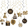 Happy 95th Birthday Party Hanging Swirls Streams Ceiling Decorations, Celebration 95 Foil Hanging Swirls with Cutouts for 95 Years Old Black and Gold