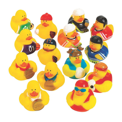 Fun Express Sports Rubber Duckies Assortment - Toys - 48 Pieces - Red