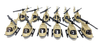 12 pc Military Helicopters Diorama Sets Toy Aircraft Carriers Army Playsets
