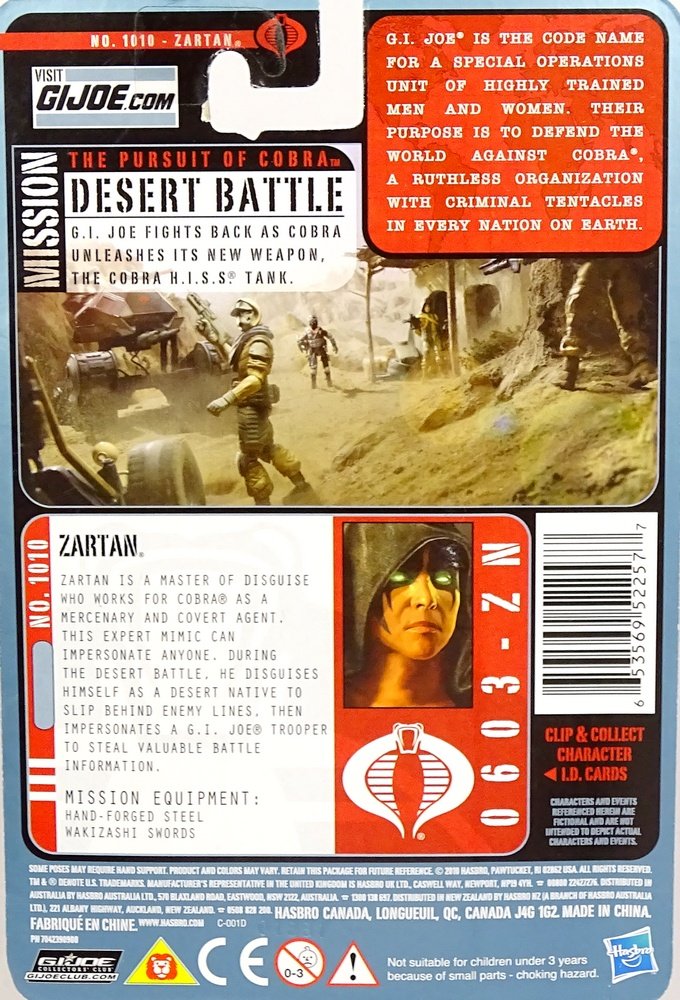 G.I. Joe Pursuit of Cobra 3 3/4 Inch Action Figure Desert Battle Zartan