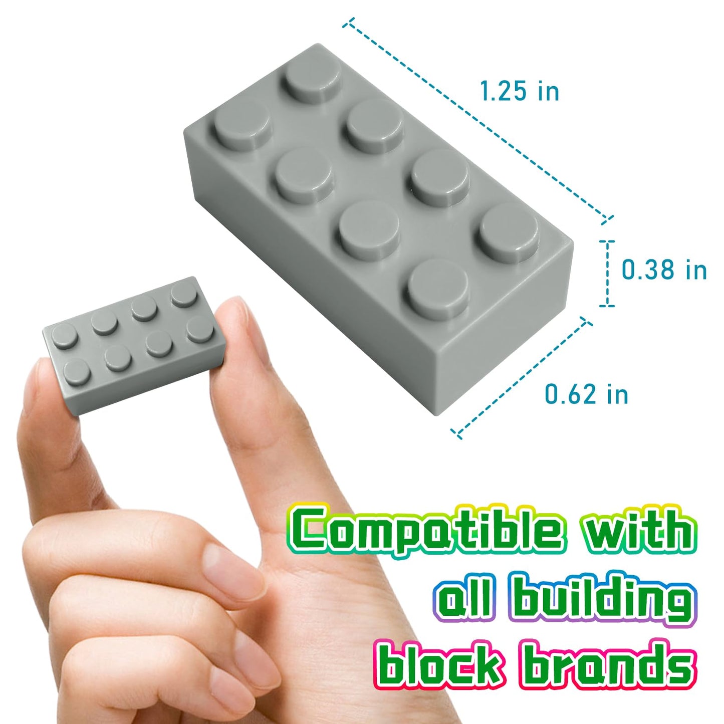 500 Piece White Building Bricks Compatible with LEGO 10 Size with Baseplate