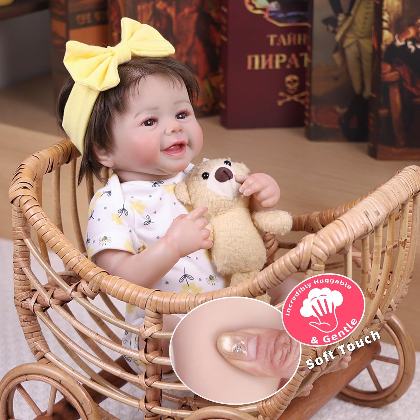 Tookyhill 18 Inch Realistic Reborn Baby Dolls Girl, Lifelike Newborn Baby Doll with Soft Vinyl Body & Accessories, Handmade Weighted Toddler Doll Gift