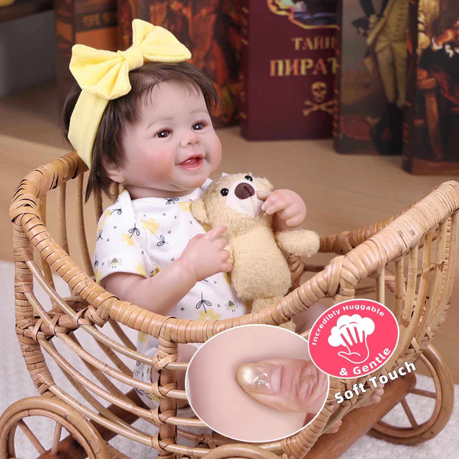 Tookyhill 18 Inch Realistic Reborn Baby Dolls Girl, Lifelike Newborn Baby Doll with Soft Vinyl Body & Accessories, Handmade Weighted Toddler Doll Gift