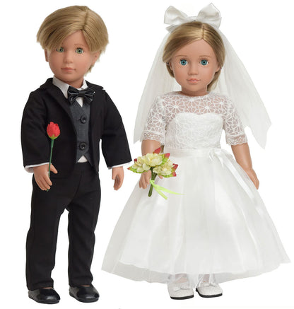 sweet dolly Doll Clothes Accesories First Communion Wedding Dress and Suit Set for American 18 inch Doll Boy and Girl
