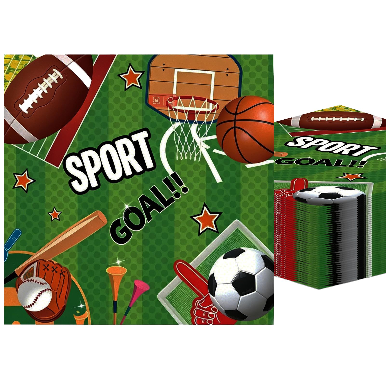 40pcs All Sports Themed Party Napkins Disposable for Boys, 6.5 x 6.5 Inch