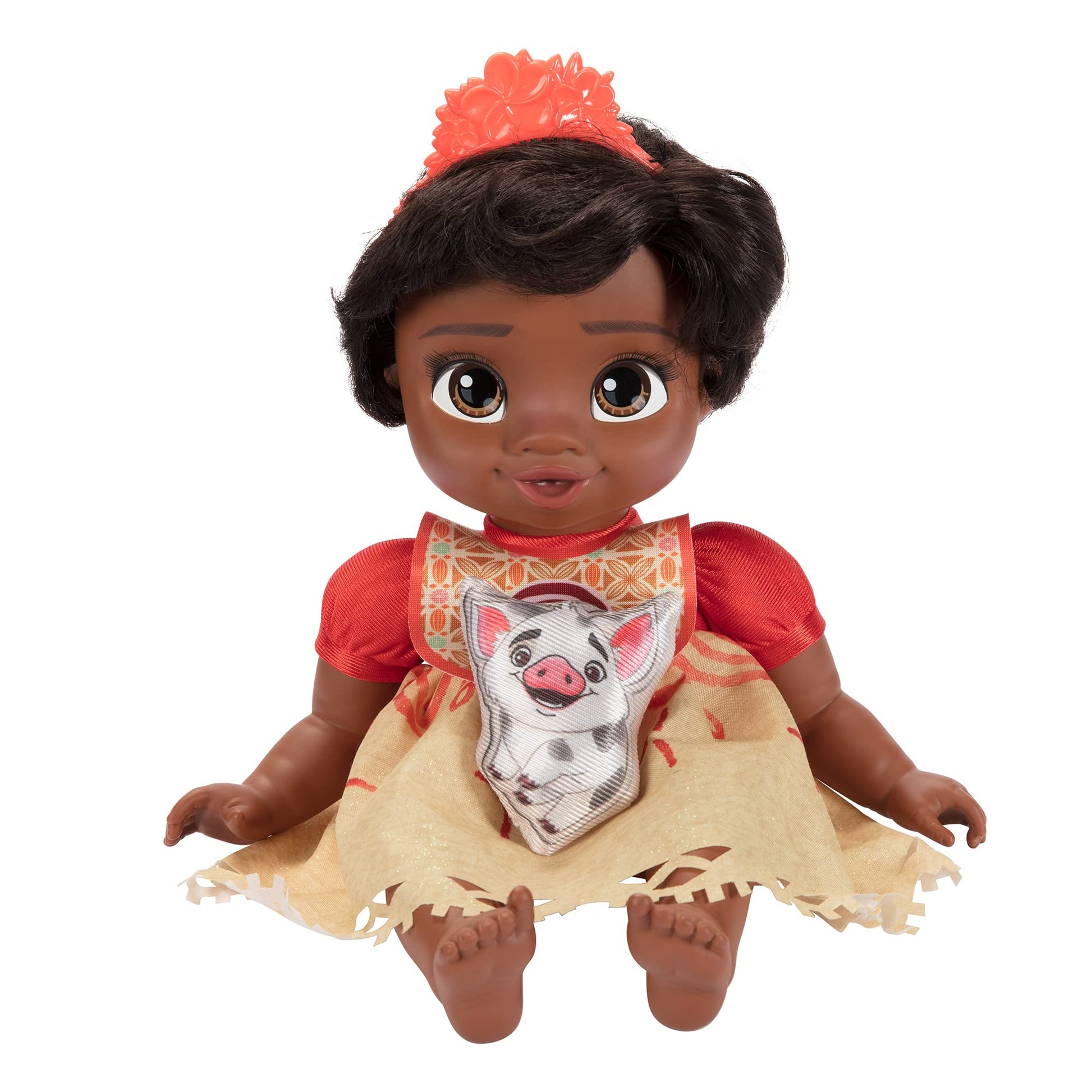Disney Princess Moana Baby Doll Deluxe with Tiara, Carrier, Plush Friend, Pacifier, Bib & Baby Bottle [Amazon Exclusive]