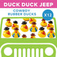 Cowboy Rubber Duckies - Set of 12 - Western Party Toys