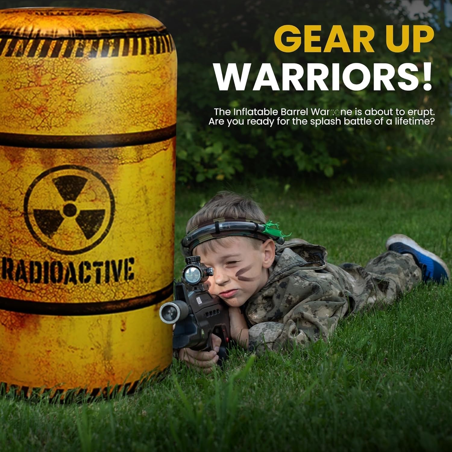 NINOSTAR Barrels Inflatables Set, Combat Battlefield Compatible with Nerf, Laser tag, Water Gun, Dart Gun, Perfect for Boys and Girls Birthday