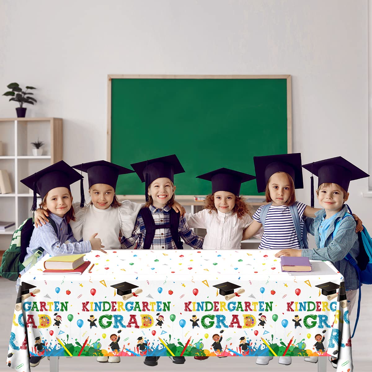CMUSKO Happy Kindergarten Graduation Tablecloth Decorations- 3PCS Kindergarten Congrats Grad Colourful Waterproof Plastic Table Cover for 2026