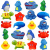 Dimple Bath Toys Set of 20 Vinyl Non-Toxic Floating Ocean Sea Animal Bathtub Toy, Assorted Colors and Shapes, Squeeze to Spray! Tons of Fun, Great