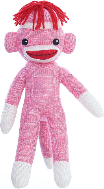 Made By Aliens Adorable Sock Monkey 8 inch, The Original Traditional Hand Knitted Stuffed Animal Toy Gift-for Kids, Babies, Teens, Girls and Boys Baby