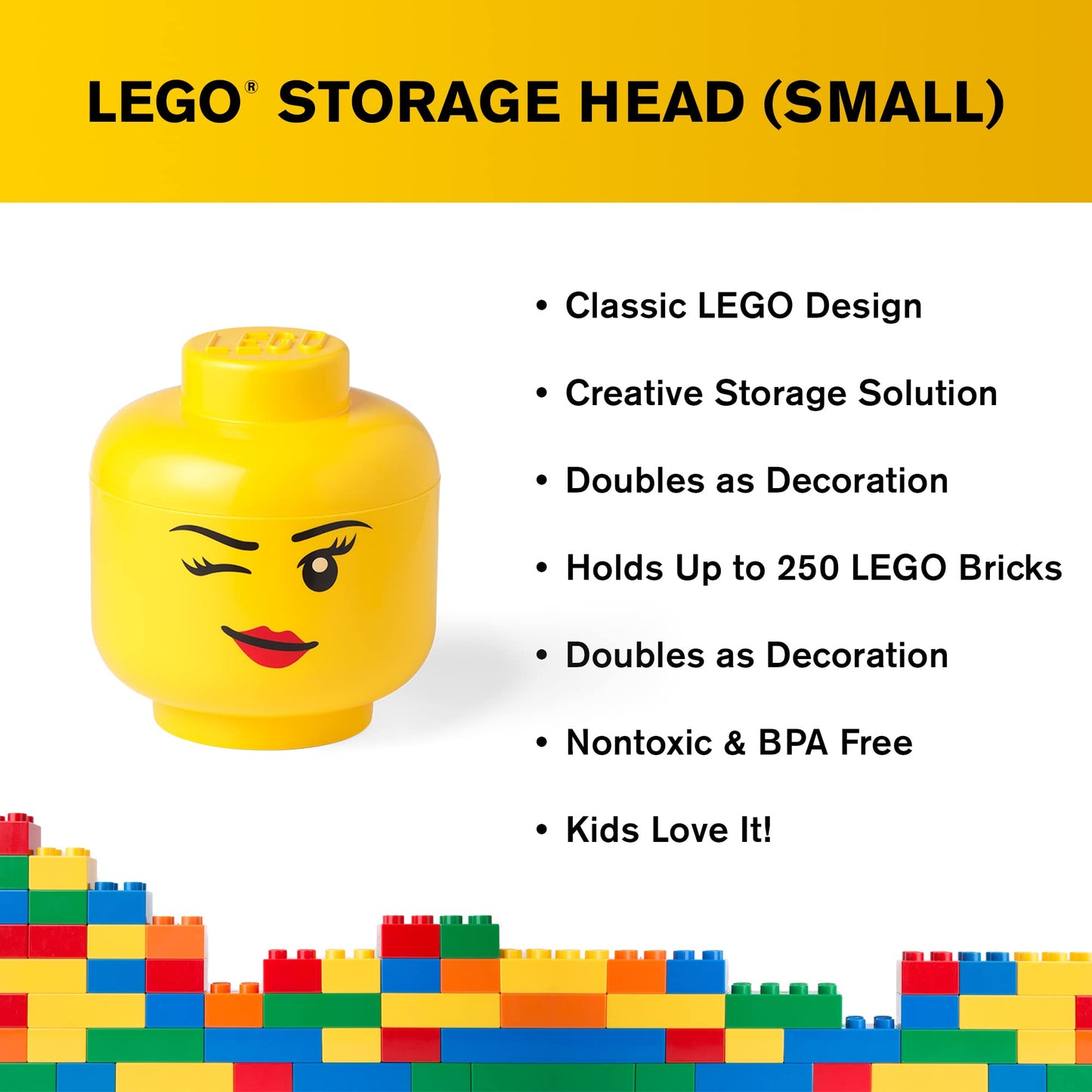 LEGO Small Winking Stackable Storage Head, Girl, 1 piece