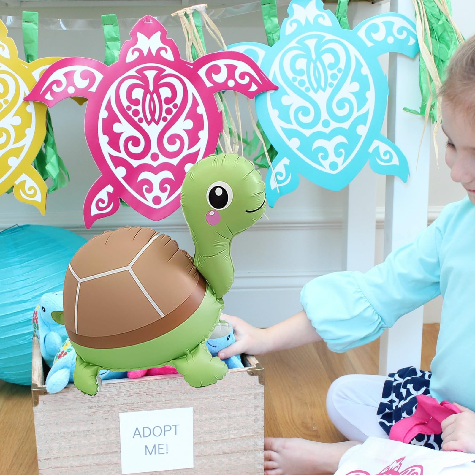 4 Pcs Inflatable Self Standing Turtle Balloons/4D Walking Animal Turtle Foil Balloon/Under The Sea Party, Mermaid Ocean Theme Birthday, Pool Beach