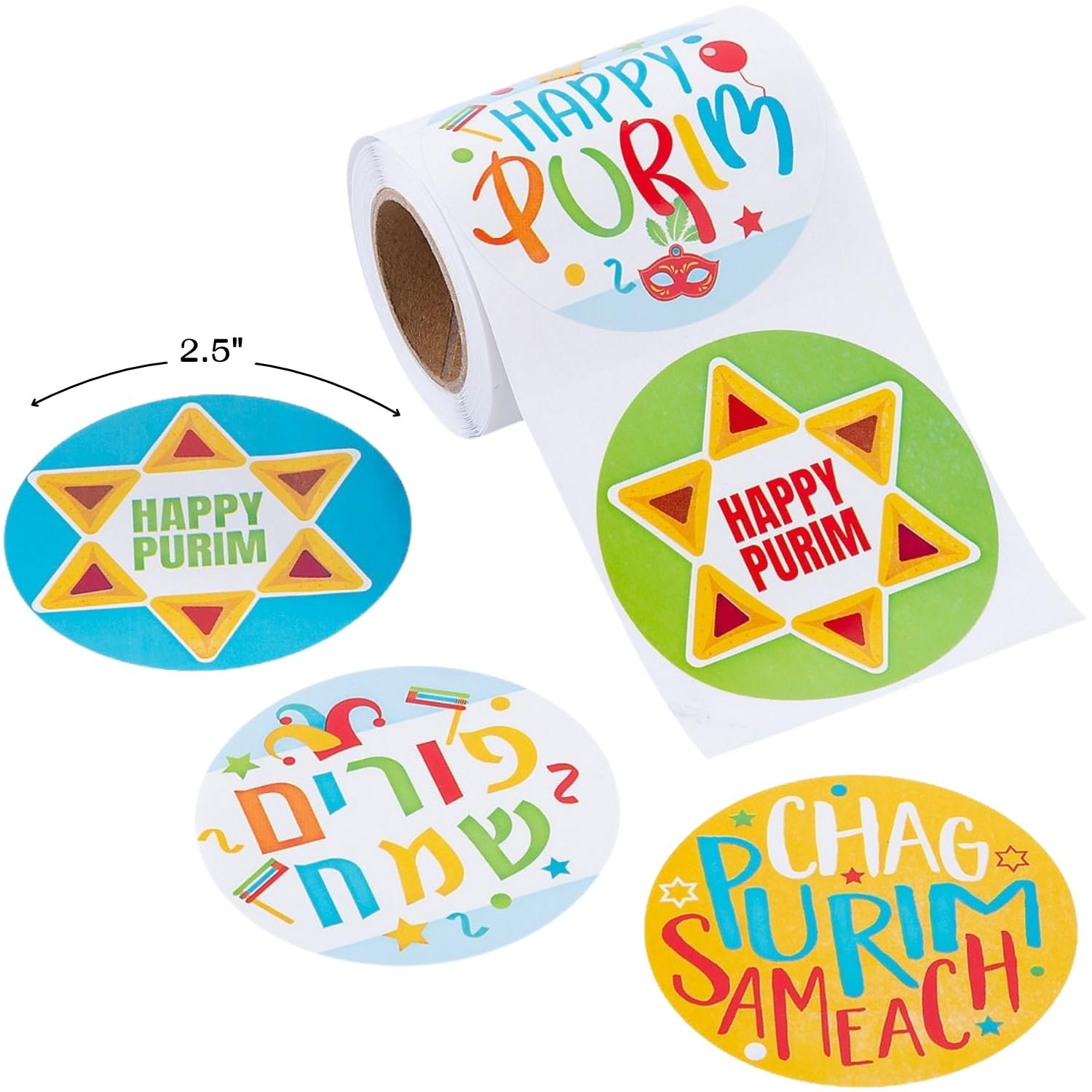 Bulk 100 Pieces Purim Sticker Roll