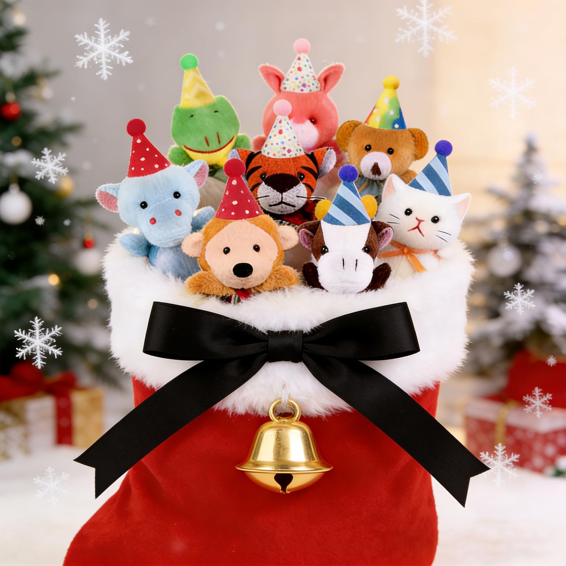 Birthday Animal Plush Keychains Bulks - Valentines Day Gifts for Kids, Small Stuffed Animals Toys with Gift Bags, School Classroom Party Favors
