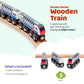 Maxim Enterprise, inc. Double Decker Wooden Train Set of 2 Engines & 1 Passenger Car, Multi-Level Commuter Transit Toy, Compatible with Thomas