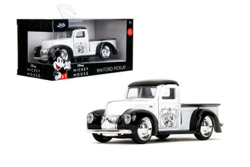 Jada Toys Disney Steamboat Willie 1941 Ford Pickup - Disney Mickey Mouse 1:32 Scale Die-Cast, Opening Doors, Rubber Tires - Collectible for Adults