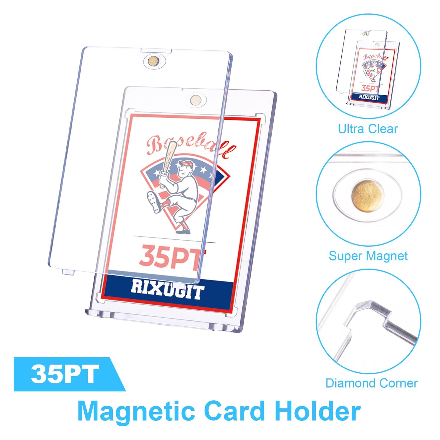RIXUGIT 40 Pack 35pt One Touch Magnetic Card Holders