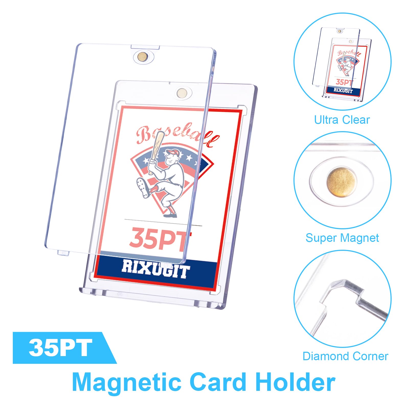 RIXUGIT 40 Pack 35pt One Touch Magnetic Card Holders