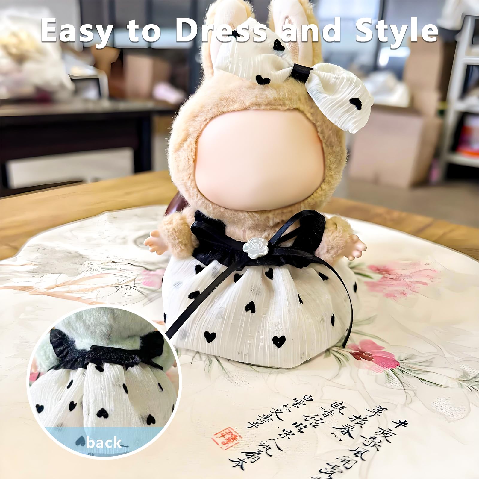 Satakara Doll Clothes Set for 17cm Dolls - Princess Dress Outfits with Bonnet/Bow Hair Accessories, Cute Clothes for Display & Photography (STK08)