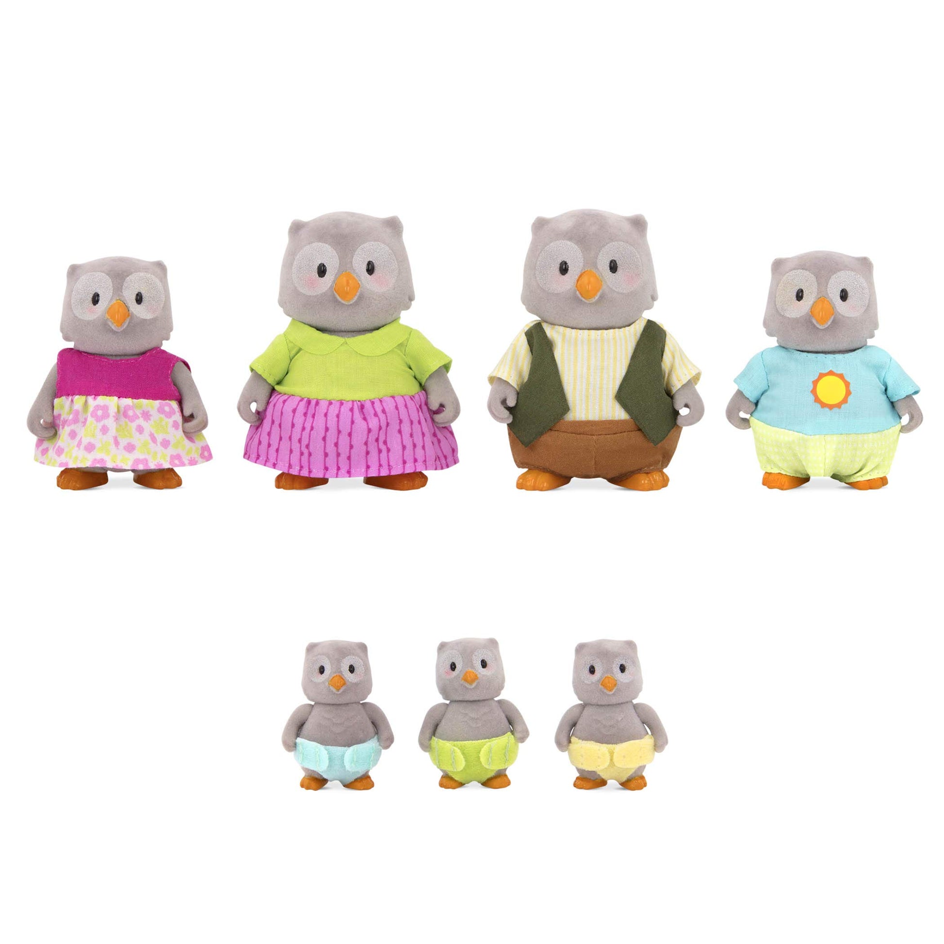 Li'l Woodzeez - The McHoot Owl Family - Set of 7 Collectible Posable Owl Figures - Pretend Play Doll Figures - 3+ Years - Encourages Imaginative Role