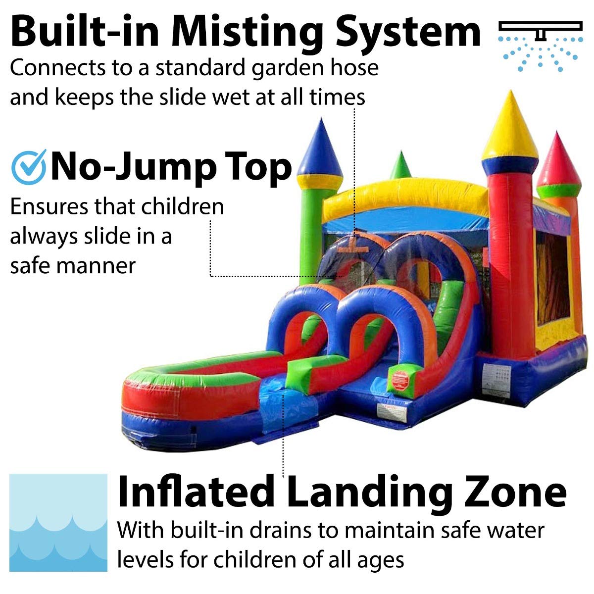 TentandTable Kids Inflatable Bounce House with Water Slide, Rainbow