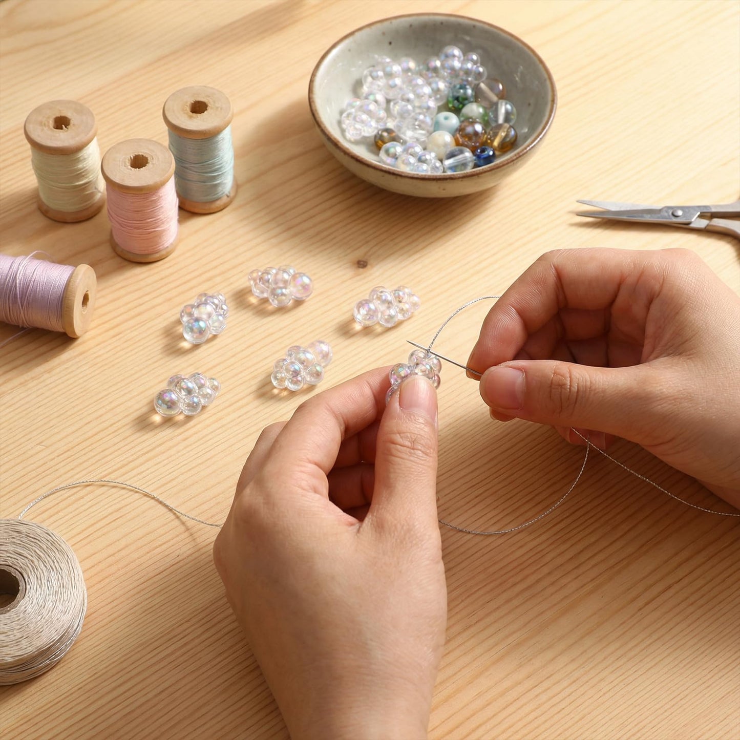 50 Pcs Tiny Fake Bubbles, Plastic Bubbles for Crafts with Hole, Bubble Decorations Bubble Beads for DIY Necklaces Bracelets Jewelry Making, Bubble
