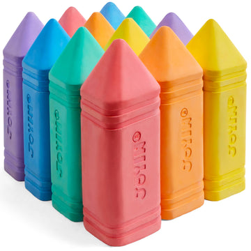 JOYIN 12 PCS Jumbo Sidewalk Chalk with 6 Colors, Washable Sidewalk Chalk for Kids, Non-Toxic School Supplies, Outdoor Games, Playground Accessories