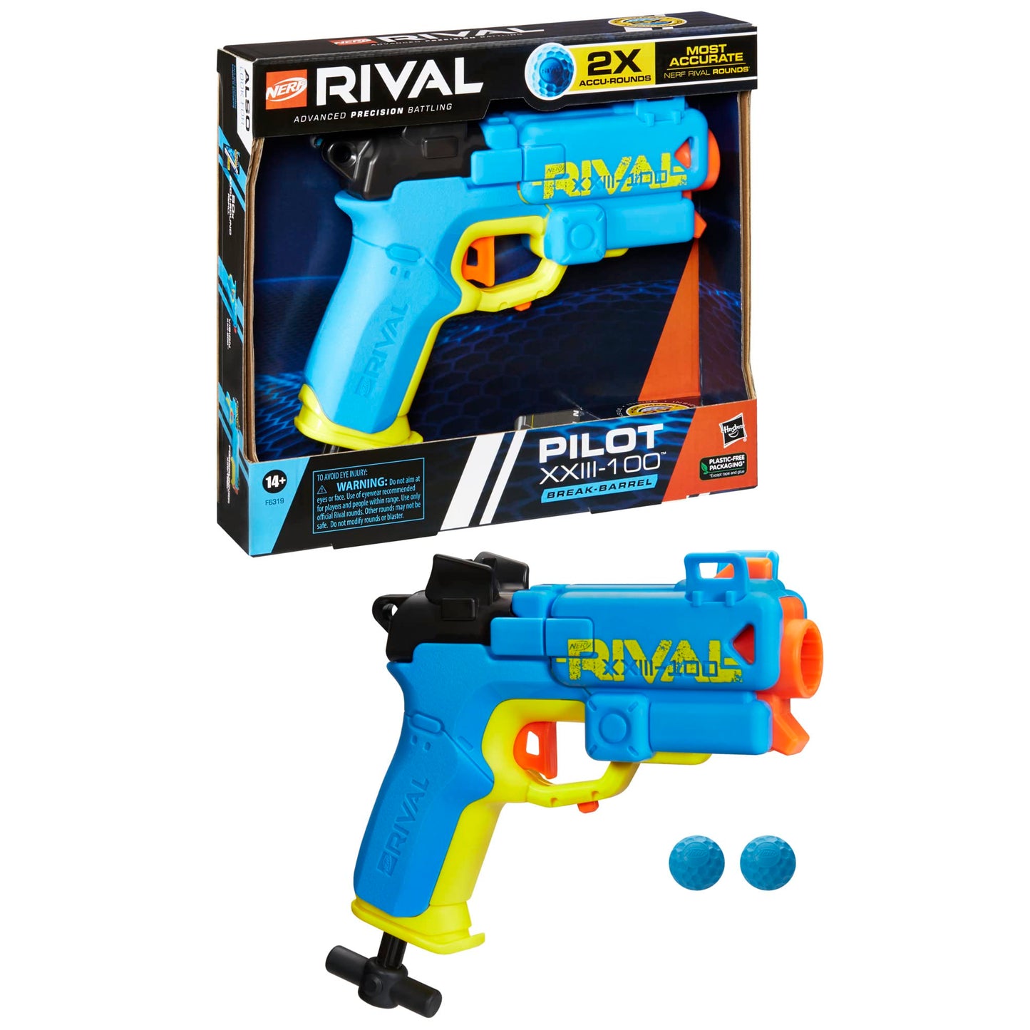 Nerf Rival Pilot XXIII 100 Blaster with 2 Rounds For Outdoor Games Ages 14 and Up