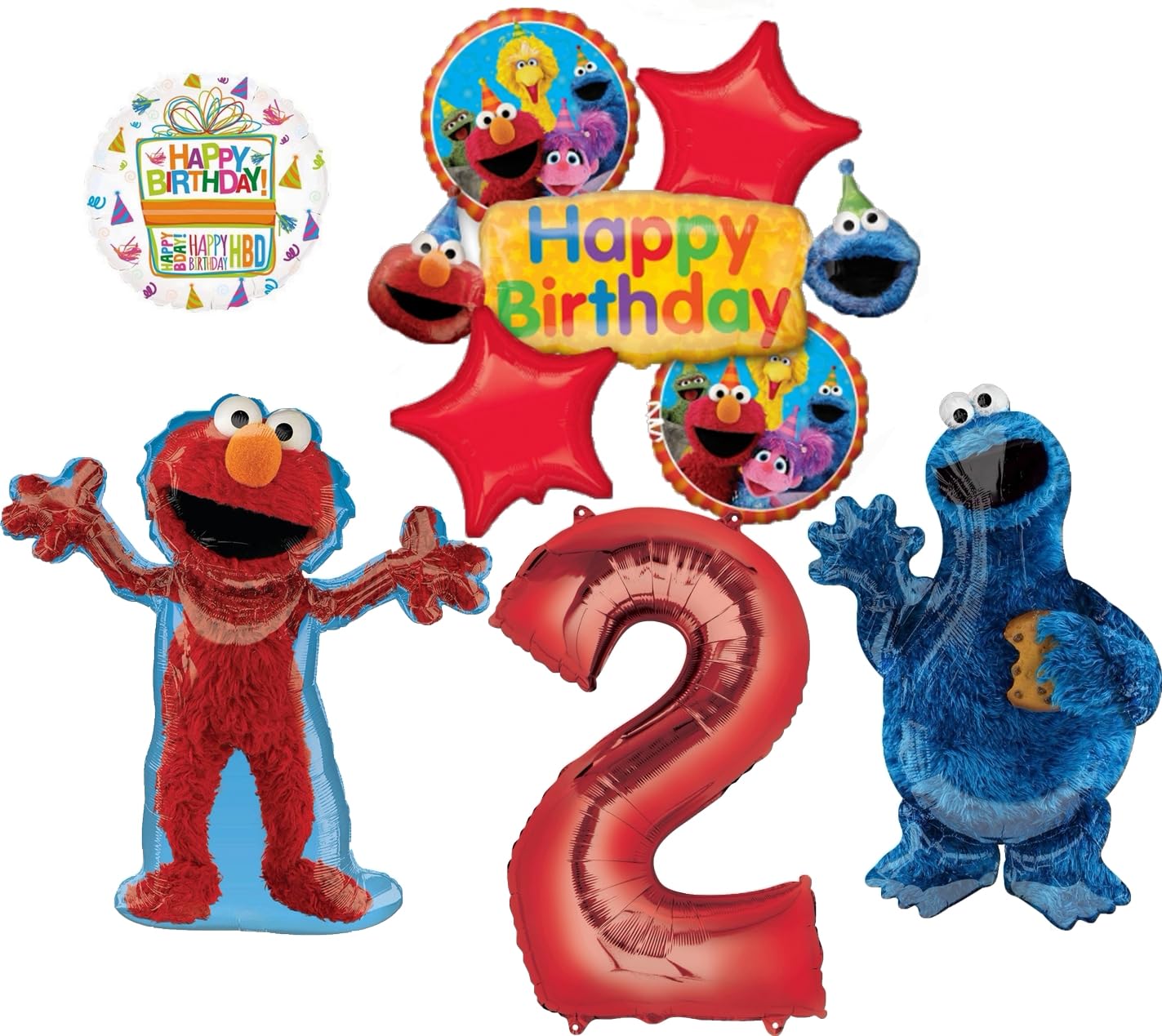 Sesame Street Elmo and Cookie Monster 2nd Birthday Party Supplies Balloons