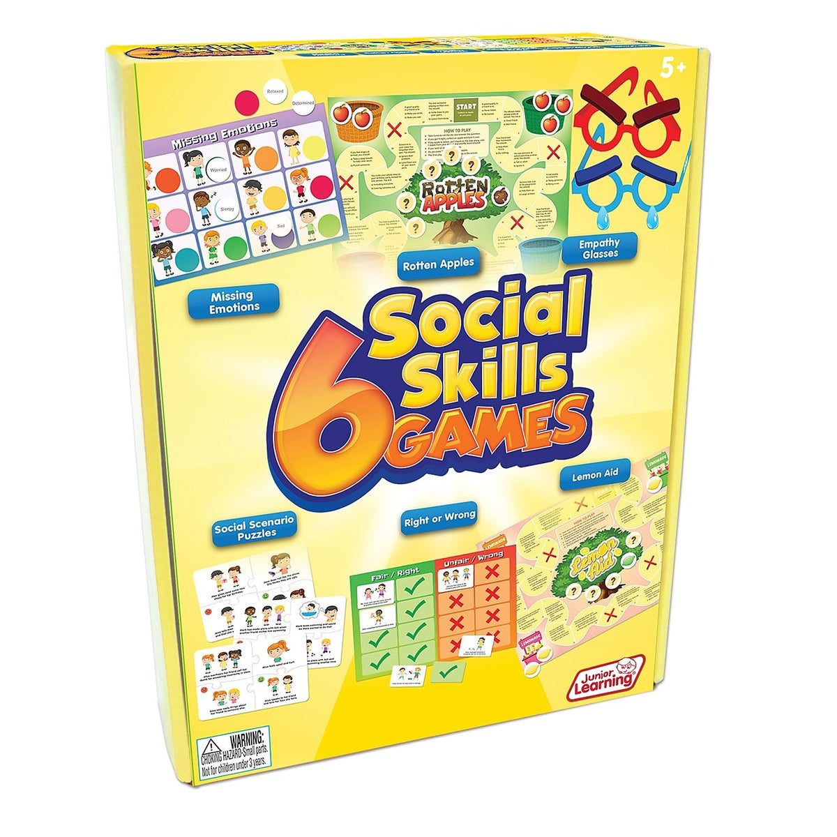 Junior Learning 6 Social Skills Board Games, Multi-Color Set for Kids