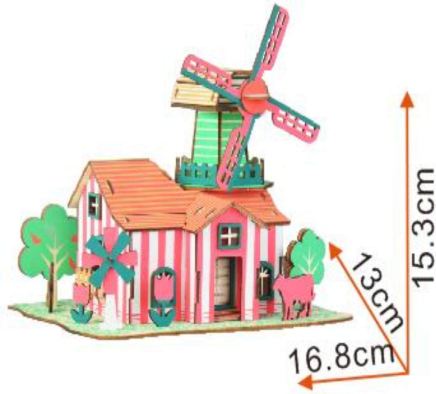 BestPysanky Windmill Model Kit - Wooden Laser-Cut 3D Puzzle (82 Pcs)