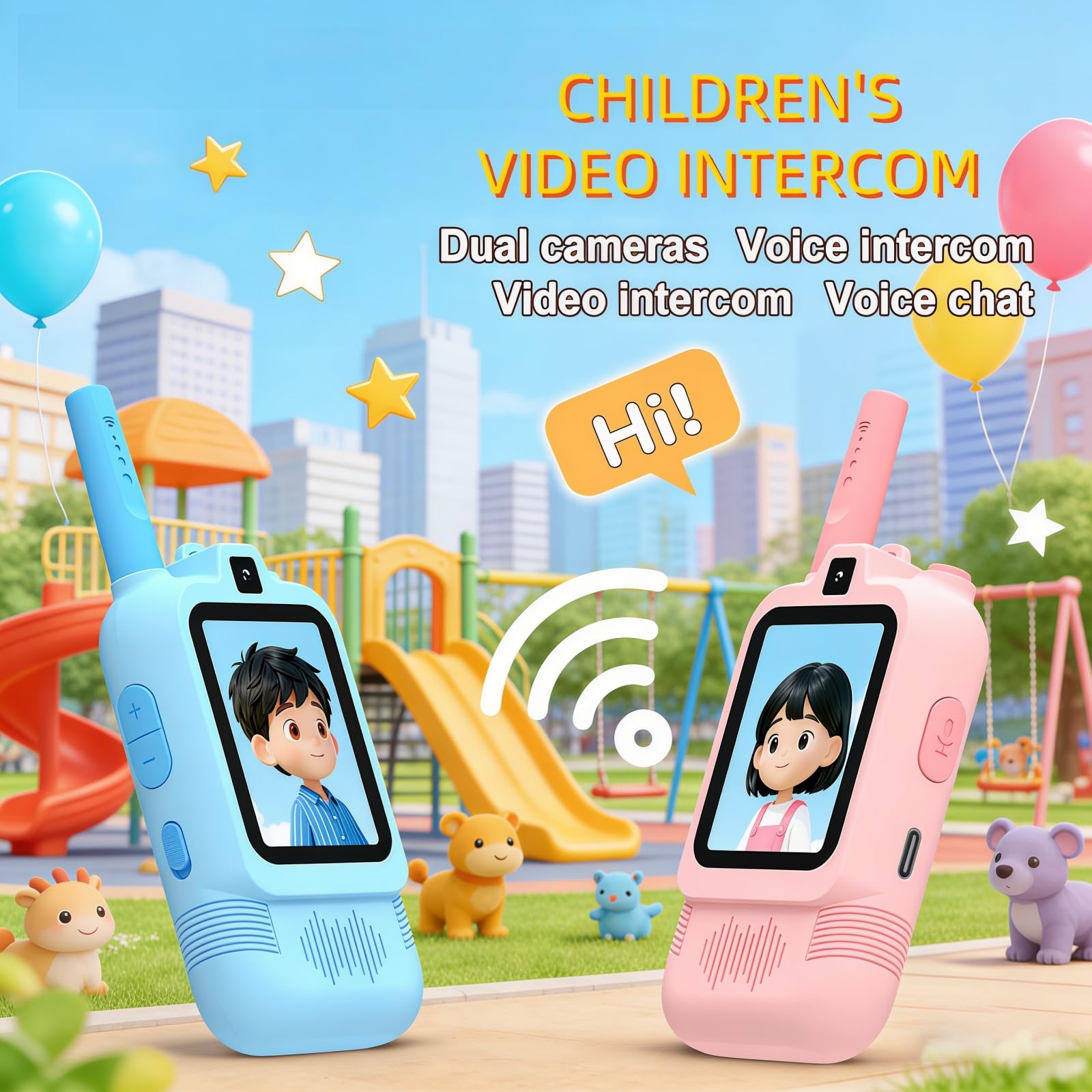 Wuehuds Video Walkie Talkies for Kids 2 Pack, Dual Cameras Kids Walkie Talkies with 2.0 Inch IPS Screen, Long Range 600M Indoor Outdoor Walkie Talkies