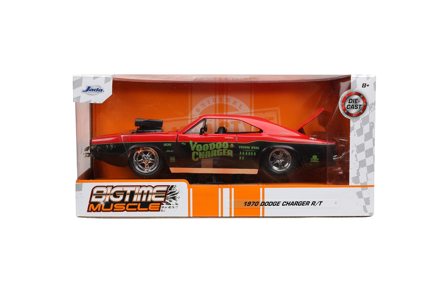 Jada Big Time Muscle 1:24 1970 Dodge Charger RT Voodoo Die-Cast Car, Toys for Kids and Adults