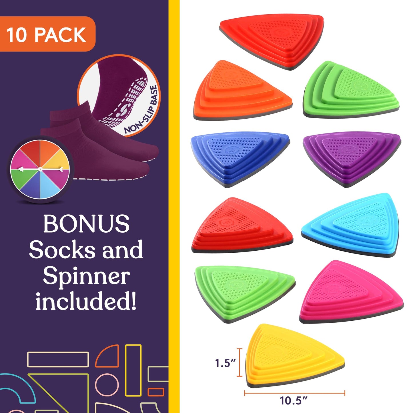 Special Supplies 10 Stepping Stones for Kids Indoor and Outdoor Balance Blocks Promote Coordination, Balance Strength Child Safe Rubber, Non-Slip