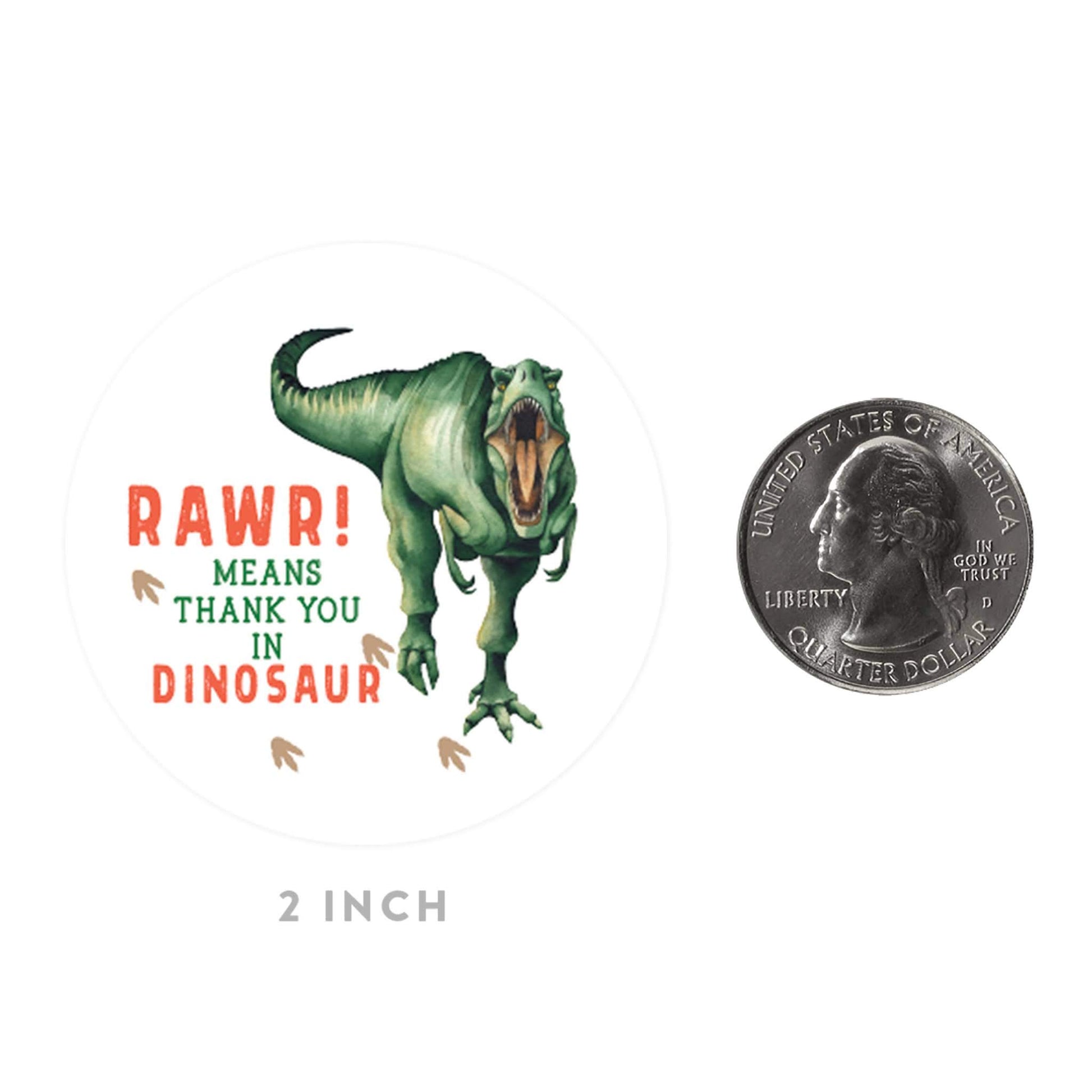 Andaz Press Birthday Collection, Round Circle Label Stickers, Rawr! Means Thank You in Dinosaur, Dino Childrens Party, Kids Dino Jungle Theme Party