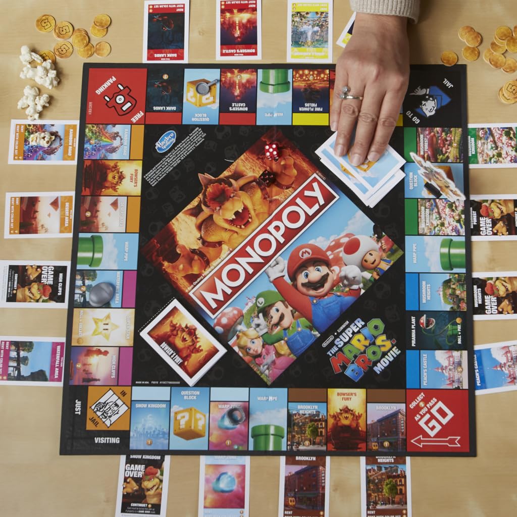 Monopoly Board Game Based on The Super Mario Bros. Movie - Family Game for Super Mario Fans - Includes Bowser Token - for 2 to 6 Players - Age: From 8