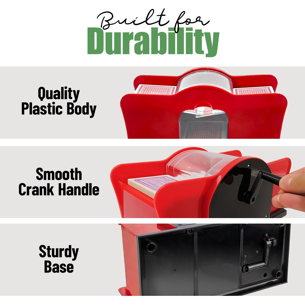 Evelots Playing Card Shuffler 2-Deck Easy Hand Crank Machine for Card Games