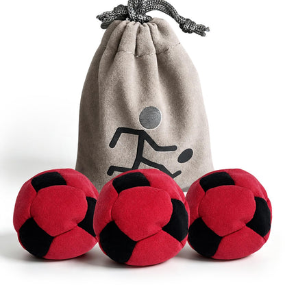 Heiluxe 3 Pack Soccer Footbag Premium Manufactured Sand Filled Kick Sack Soft Plush Fabric Dirtbag Durable for Beginners Indoor Outdoor Casual Party